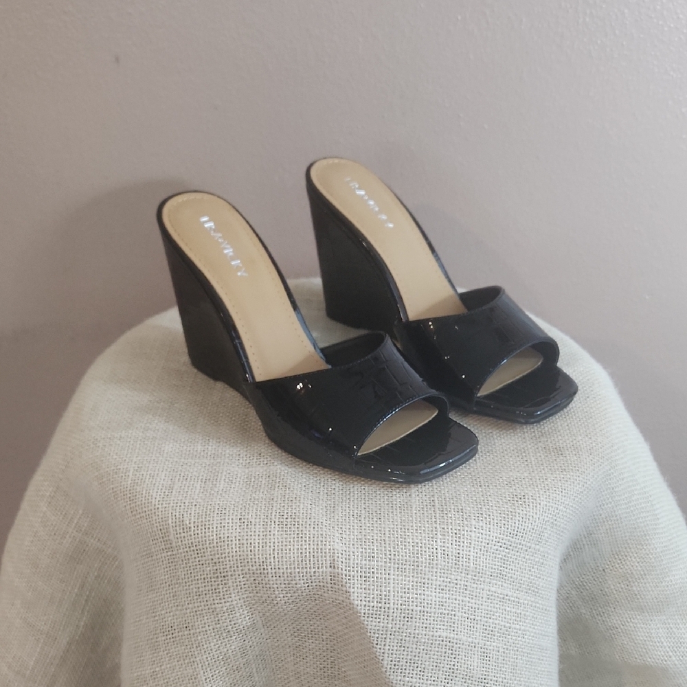 Lisa ⭐️ Vicky Adore-V Elegant Black Wedge Sandals